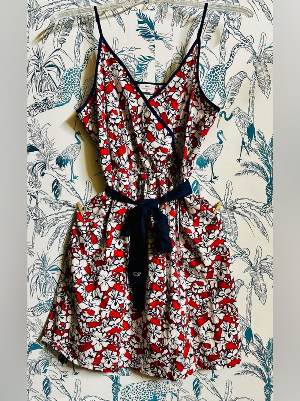 Vineyard Vines Red, White & Navy Floral Blouse